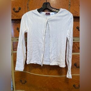 Girls Size 14-16 White Button-Up Cardigan
